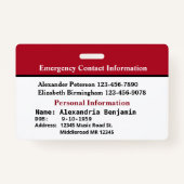 Aangepaste medische waarschuwingskaart badge (Achterkant)