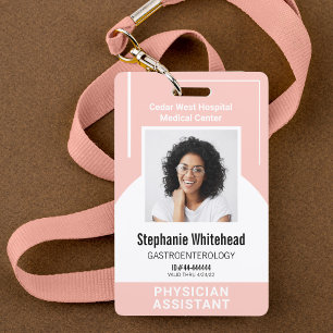 Aangepaste Medische Werknemer Pasfoto ID Blush Roz Badge