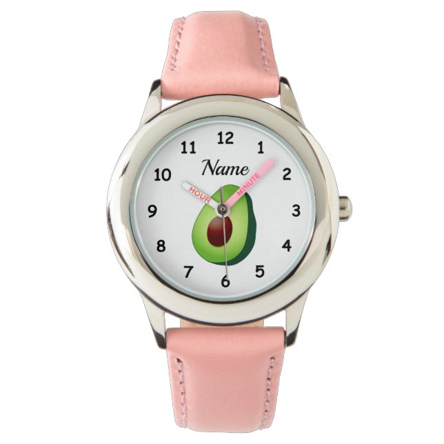 Aangepaste meisje horloge met schattig groen avoca (Voorkant)