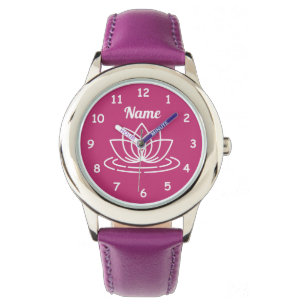 Aangepaste meisje horloge met schattig lotusbloem 