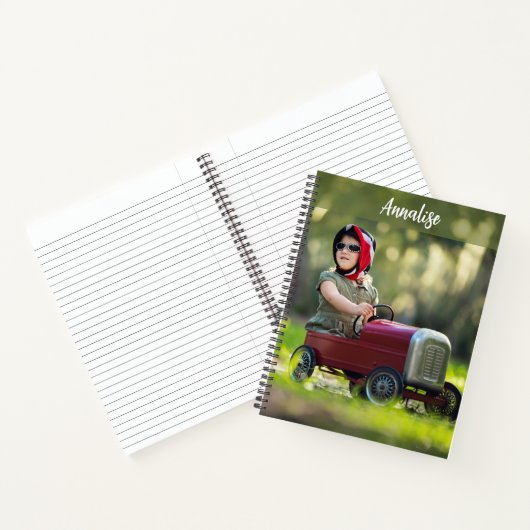 Aangepaste Meisje in  Pedaal Auto Spiraal Notitieb Notitieboek (Binnen)