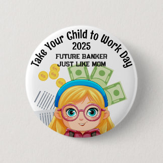 Aangepaste Meisjes Accountant Take Your Child to W Ronde Button 5,7 Cm