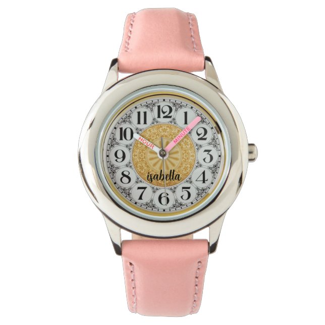 Aangepaste Meisjes Naam Glitter Strap Kinder Horlo Horloge (Voorkant)