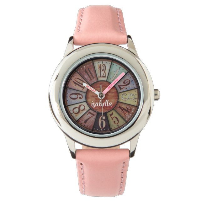 Aangepaste Meisjes Naam Glitter Strap Kinder Horlo Horloge (Voorkant)