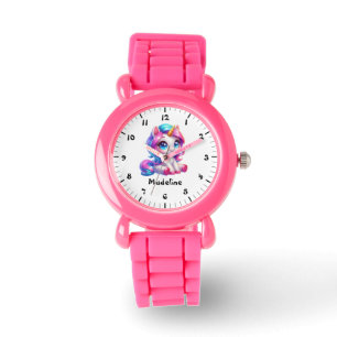 Aangepaste Meisjes Naam Schattigee Eenhoorn Kinder Horloge