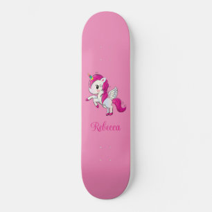 Aangepaste meisjesachtige glinsterende roze eenhoo skateboard