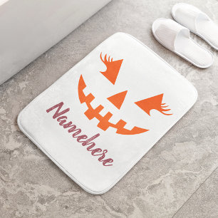 Aangepaste Meisjesachtige Jack O Lantern Pompoen H Badmat