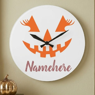 Aangepaste meisjesachtige Jack O Lantern Pompoen H Grote Klok