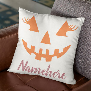 Aangepaste meisjesachtige Jack O Lantern Pompoen H Kussen