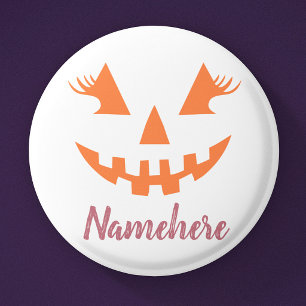 Aangepaste meisjesachtige Jack O Lantern Pompoen H Ronde Button 3,2 Cm