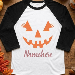 Aangepaste meisjesachtige Jack O Lantern Pompoen H T-shirt