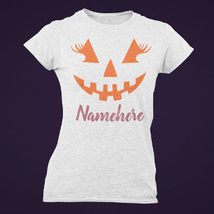 Aangepaste meisjesachtige Jack O Lantern Pompoen H T-shirt