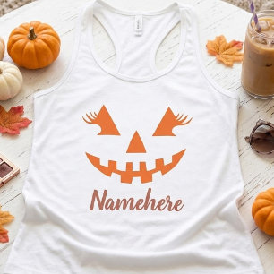 Aangepaste Meisjesachtige Jack O Lantern Pompoen H Tanktop