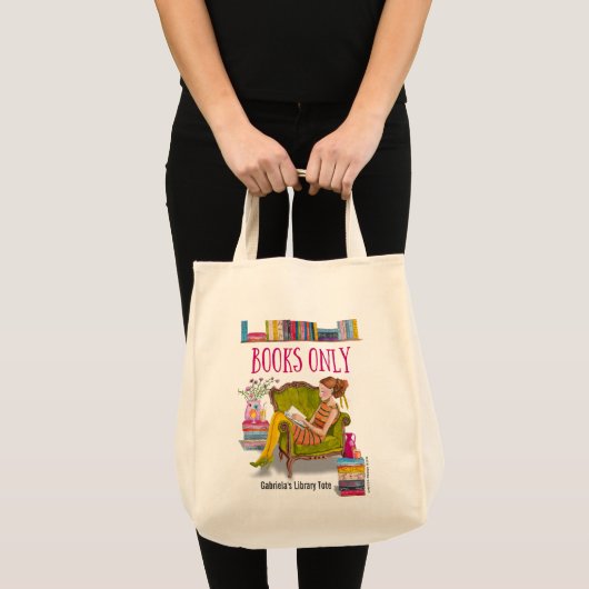 Aangepaste meisjesbibliotheek | CANVAS TAS (Voorkant (product))