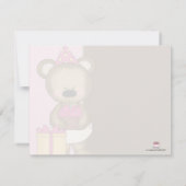 Aangepaste meisjesfeest, Roze Beer Cupcake Kaart (Achterkant)
