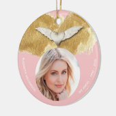Aangepaste Memorial Angel Wings Keepsake Foto Keramisch Ornament (Links)