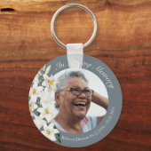 Aangepaste Memorial White Lily Flower Foto Sleutelhanger (Voorkant)