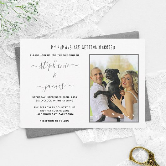 Aangepaste mensen Getting Married Pet Photo Bruilo Kaart
