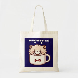 Aangepaste Meowffee Mopshond Koffie Kat Tote Bag