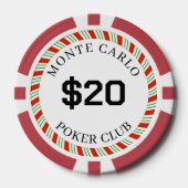 Aangepaste merk Monte Carlo Smooth $20 14 Gram Poker Chips (Voorkant)