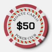 Aangepaste merk Monte Carlo Smooth $50 14 Gram  Poker Chips (Achterkant)