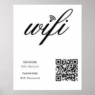 Aangepaste merkgebonden WiFi-netwerk QR-code wit P Poster