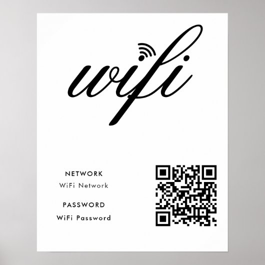 Aangepaste merkgebonden WiFi-netwerk QR-code wit P Poster (Voorkant)