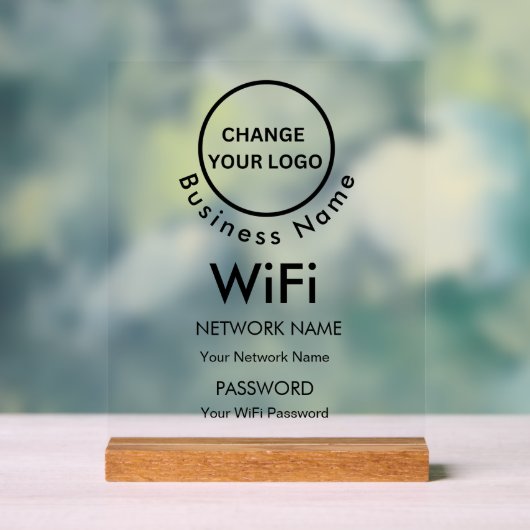 Aangepaste merknaam Bedrijfsnaam Wifi Details & Lo Acryl Bord (Neutraal)