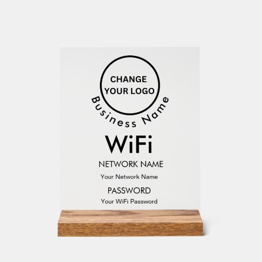 Aangepaste merknaam Bedrijfsnaam Wifi Details & Lo Acryl Bord (Voorkant)
