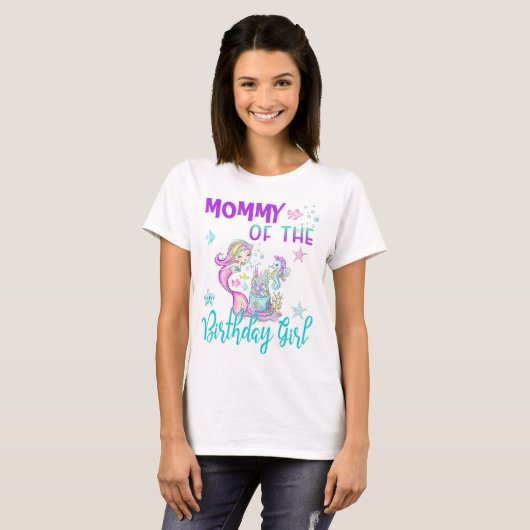 Aangepaste 'Mermaid Matching Birthday'-reeks T-shirt (Voorkant volledig)