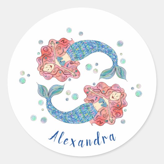 Aangepaste Mermaids Ronde Sticker (Voorkant)