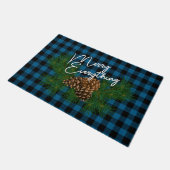 Aangepaste Merry Alles Blue Black CheckCabin Deurmat (Schuin)