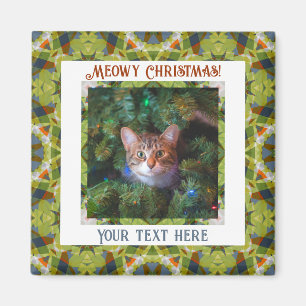 Aangepaste Merry Christmas Green Cat Kitten Pet Fo Magneet