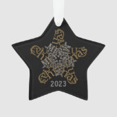 Aangepaste Merry Christmas kalligrafie Star op zwa Ornament (voorkant)