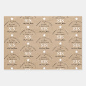 Aangepaste Merry Christmas Kraft Monogram Zuster Inpakpapier Vel (Voorkant 2)