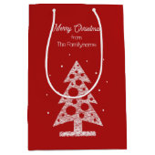 Aangepaste Merry Christmas Line Art Tree Medium Cadeauzakje (Voorkant)