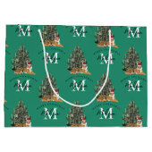 Aangepaste Merry Christmas Monogram Tiger & Tree G Groot Cadeauzakje (Achterkant)