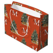 Aangepaste Merry Christmas Monogram Tiger & Tree R Groot Cadeauzakje (Achterkant Gekanteld)