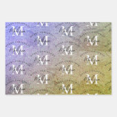 Aangepaste Merry Christmas Paarse Glitter Monogram Inpakpapier Vel (Voorkant 2)