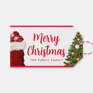 Aangepaste Merry Christmas Script tekst Pine Tree  Cadeaulabel