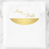 Aangepaste Merry- en Bright Ovaal Gold-Stickers Ovale Sticker (Tas)