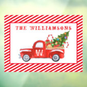 Aangepaste Merry kerstboom Red vrachtwagen Raamsticker (Vel 3)