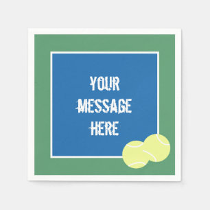 Aangepaste Message Blue Tennis Court met Gele Ball Servet