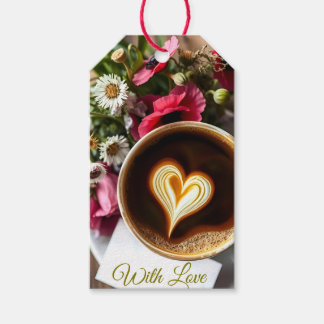 Aangepaste "Met Liefde" Kopje koffie & rode klapr Cadeaulabel