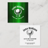Aangepaste Metallic Groene Golf Monogram Ontwerp Vierkante Visitekaartje (Voorkant / Achterkant)
