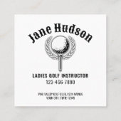 Aangepaste Metallic Groene Golf Monogram Ontwerp Vierkante Visitekaartje (Achterkant)