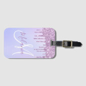 Aangepaste Metallic Paarse Drip Lavender Pour Bagagelabel (Voorkant (horizontaal))