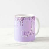Aangepaste Metallic Paarse Drip Lavender Pour Koffiemok (Voorkant rechts)