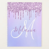 Aangepaste Metallic Paarse Drip Lavender Pour Planner (Voorkant)