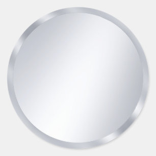 Aangepaste Metallic Zilveren Uitzicht Lege Templat Ronde Sticker